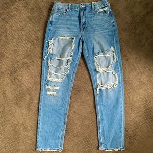 American Eagle High Waisted Distressed Mom Jeans